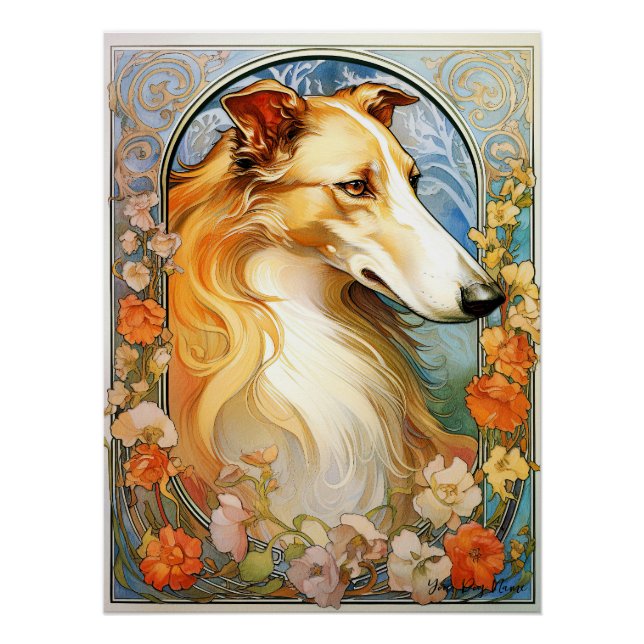 Der Borzoi Hund 2002 - Natalia Mucha Poster (Vorderseite)