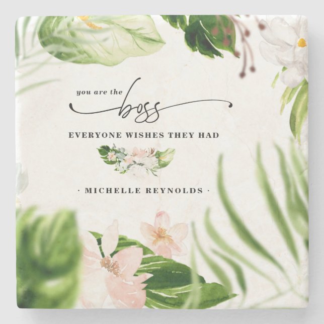 Der Boss, den sich alle wünschen | Monogramm Steinuntersetzer (Vorderseite)