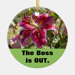 Der Boss ist OUT-Beschilderung Boss ist in Schmuck Keramik Ornament