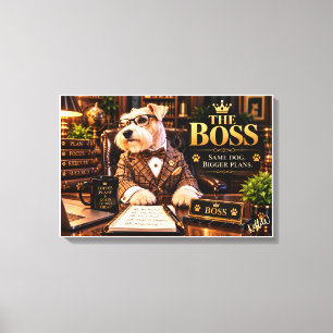 Der Boss Schnauzer Büro-Wandkunst – Lustiger Boss Leinwanddruck