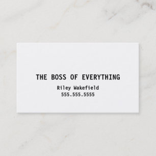 Der Boss von allem Funny White Business Card Visitenkarte