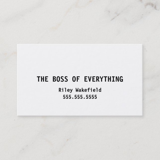 Der Boss von allem Funny White Business Card Visitenkarte (Vorderseite)