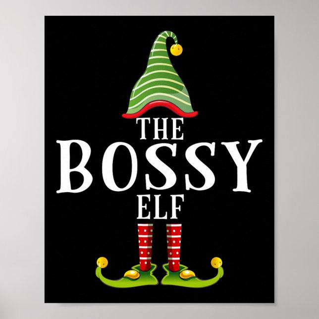 Der Bossy Elf Funny Matching Pajama Xmas Poster (Vorne)