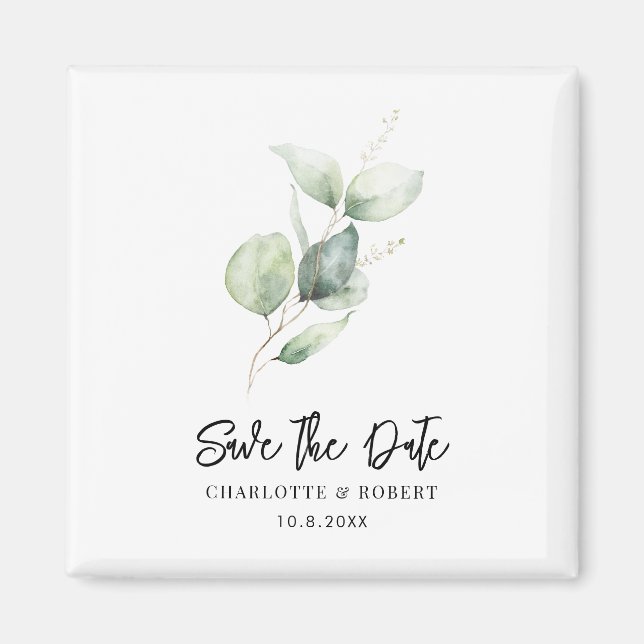 Der botanische Eukalyptus Keepake Save the Date Magnet (Vorne)