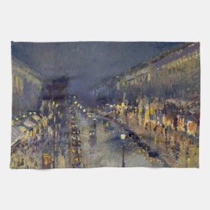Der Boulevard Montmartre am Abend in Pissarro Geschirrtuch