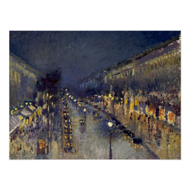 Der Boulevard Montmartre am Abend in Pissarro Poster (Vorderseite)