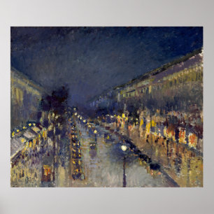 Der Boulevard Montmartre am Abend in Pissarro Poster