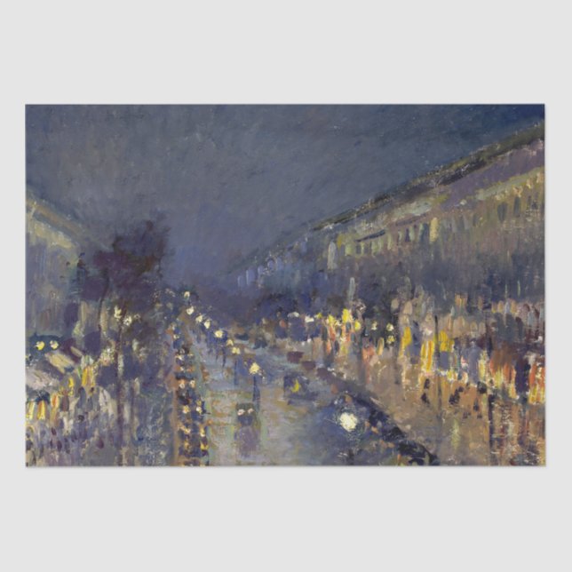 Der Boulevard Montmartre am Abend in Pissarro Seidenpapier (Vorderseite)