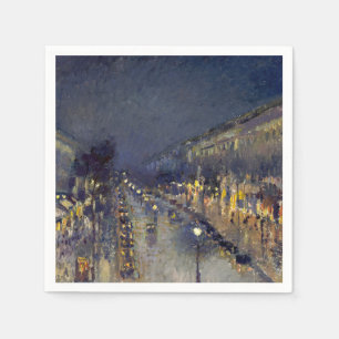 Der Boulevard Montmartre am Abend in Pissarro Serviette