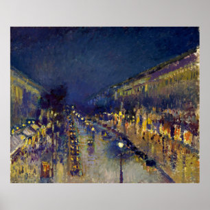 Der Boulevard Montmartre in der Nacht Poster