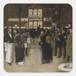 Der Boulevard nachts Quadratischer Aufkleber