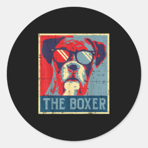 Der Boxer Obama Poster Vintage Tier Heimtier Hund Runder Aufkleber