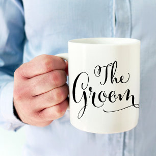 Der Bräutigam Elegant Schwarze Schrift Hochzeit Tasse