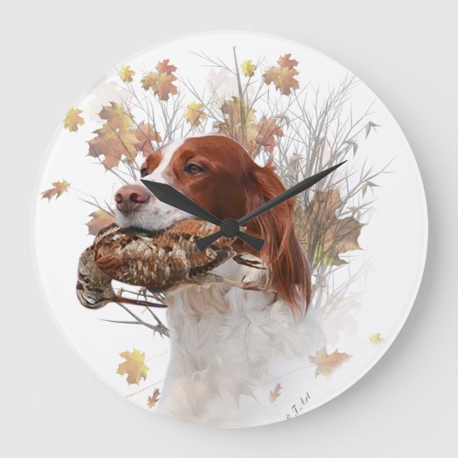 Der Bretagne-Spaniel-Tal-Tal  Große Wanduhr (Vorderseite)