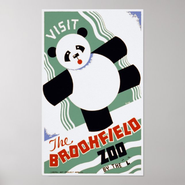 Der Brookfield Zoo Panda Vintage WPA-Poster Poster (Vorne)