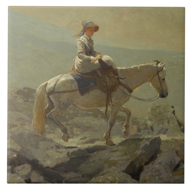 Der Brückenweg, die weißen Berge (Winslow Homer) Fliese (Vorderseite)