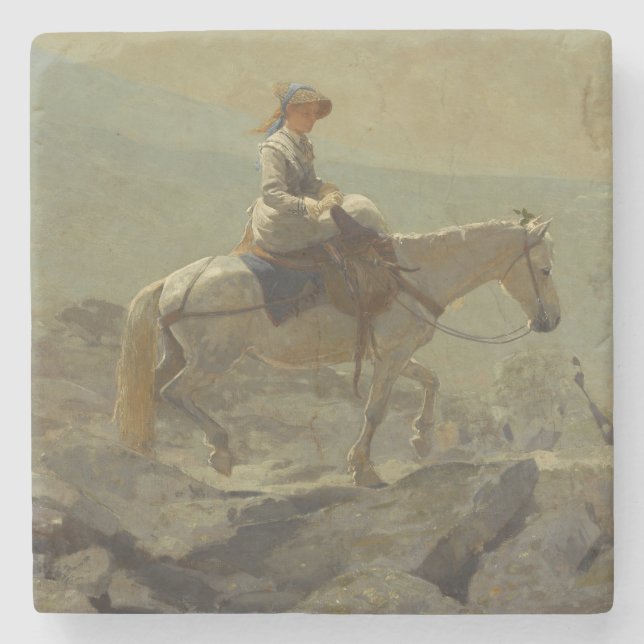 Der Brückenweg, die weißen Berge (Winslow Homer) Steinuntersetzer (Vorderseite)