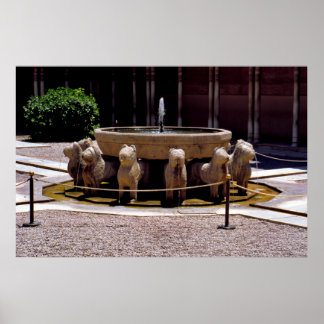Der Brunnen der Löwen, die Alhambra, Granada, Poster