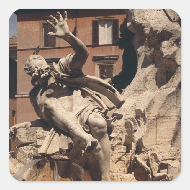 Der Brunnen der vier Flüsse Quadratischer Aufkleber (Vorderseite)