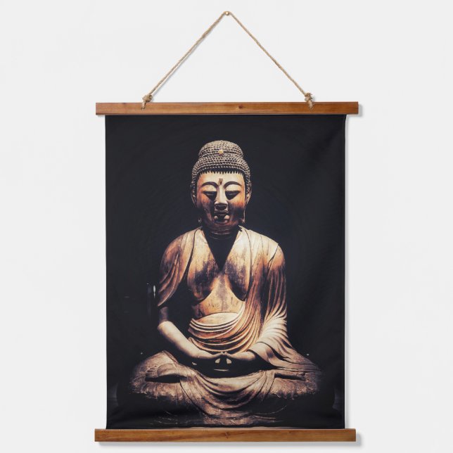 Der Buddha Wandteppich Mit Holzrahmen (Vorderseite)