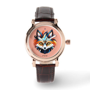 Der Bunte Fuchs - Kopf Portrait Armbanduhr
