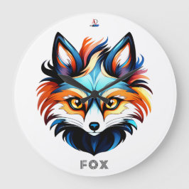 Der Bunte Fuchs - Kopf Portrait Große Wanduhr