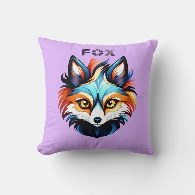 Der Bunte Fuchs - Kopf Portrait Kissen (Vorderseite)