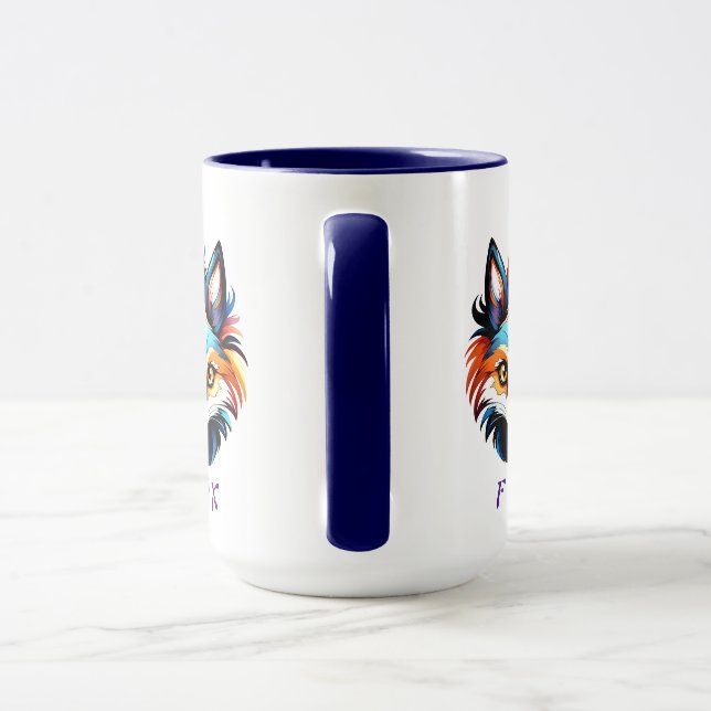 Der Bunte Fuchs - Kopf Portrait Tasse (Griff)