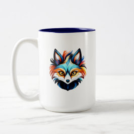 Der Bunte Fuchs - Kopf Portrait Zweifarbige Tasse
