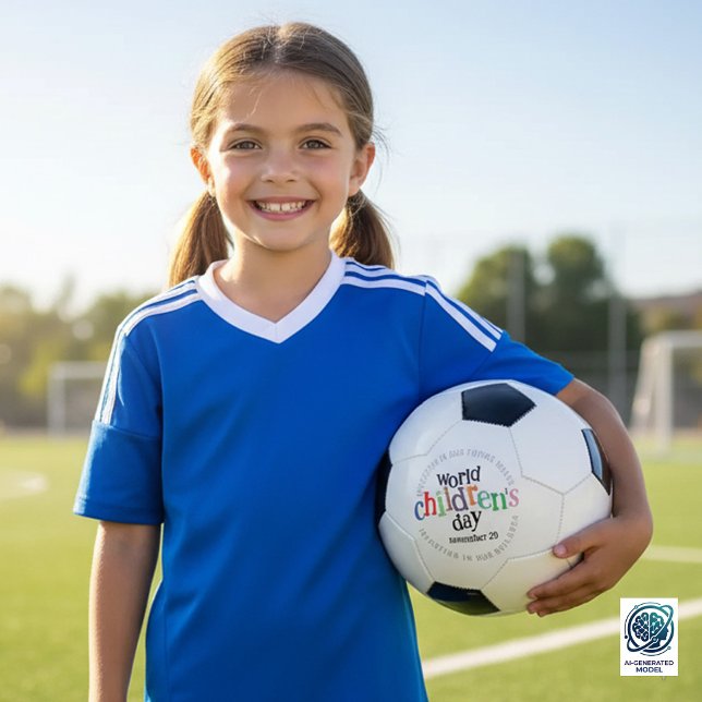 Der bunte glückliche Weltkindertag Fußball (Colorful World Children's Day November 20 Soccer Ball Cover Photo 2)