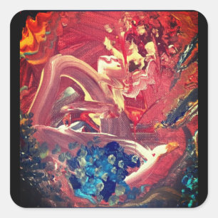 Der bunte Vogel und der See Quadratischer Aufkleber