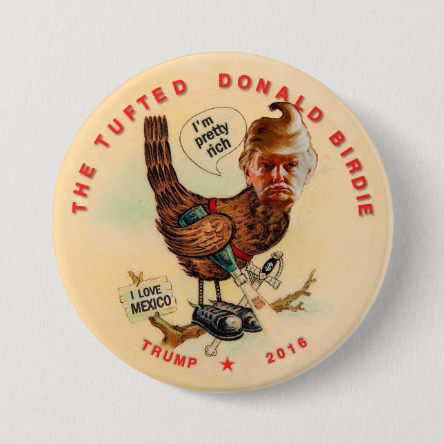 Der büschelige Donald-Piepmatz Button (Vorderseite)