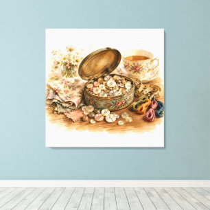 Der Button Tin Stretched Canvas Print Leinwanddruck