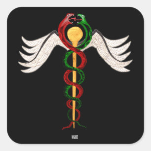 Der Caduceus Quadratischer Aufkleber