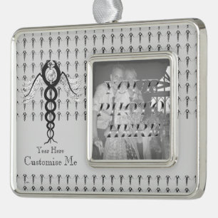 Der Caduceus (Schwarzes) Rahmen-Ornament Silber