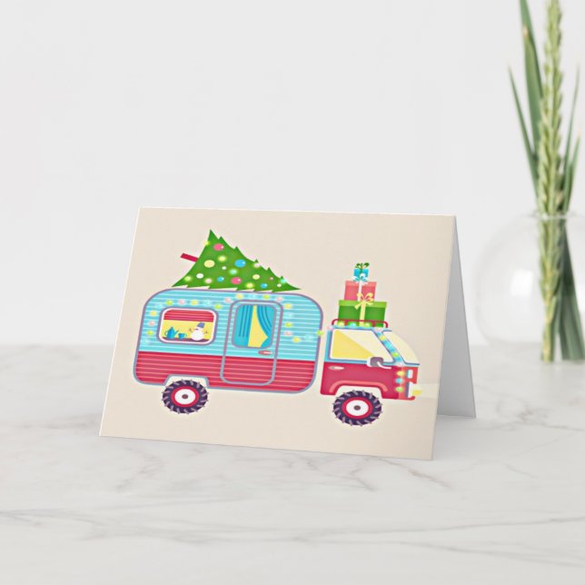 DER *CAMPER* IST BEREIT UND WIR SIND FÜR CHRISTMAS KARTE (Vorderseite)