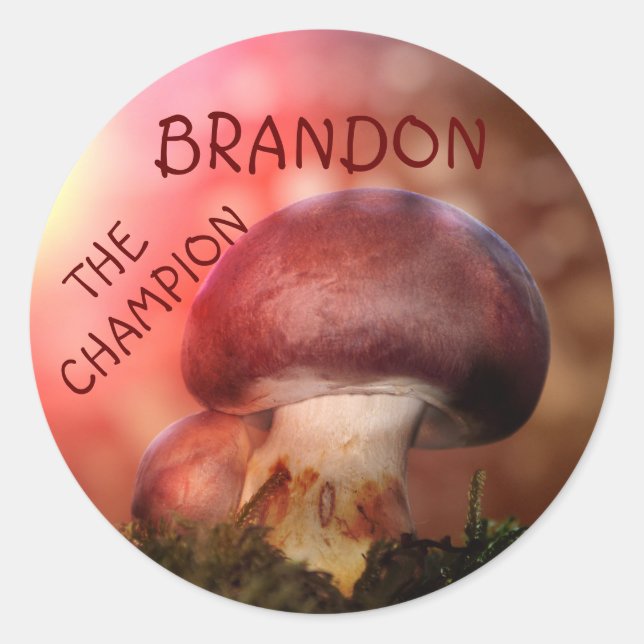 Der Campion mit dem Champignon Runder Aufkleber (Vorderseite)