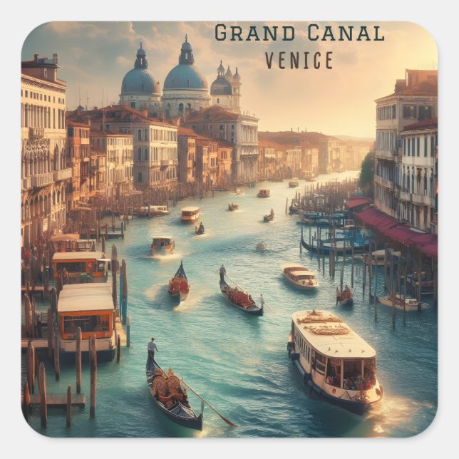 Der Canal Grande in Venedig - Italien Quadratischer Aufkleber (Vorderseite)