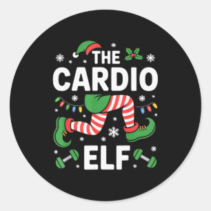 Der Cardio-Elf lustige Fitness-Weihnachten-Gym-Wor Runder Aufkleber