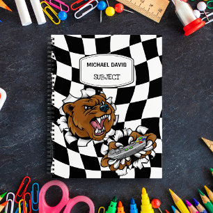 Der Cartoon-Bear, der einen Controller nach Maß hä Notizbuch