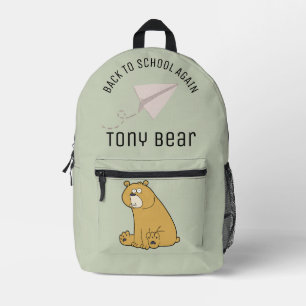 Der Cartoon trägt die Sage green School Bedruckter Rucksack
