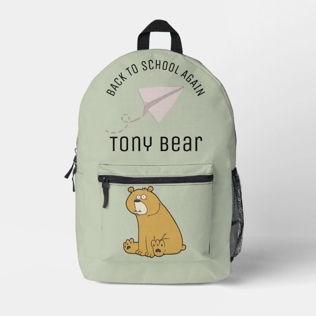 Der Cartoon trägt die Sage green School Bedruckter Rucksack (Vorderseite)