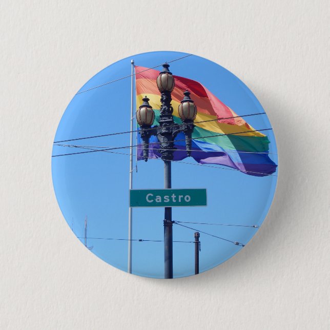 Der Castro San Francisco Straßenschild-Knopf Button (Vorderseite)
