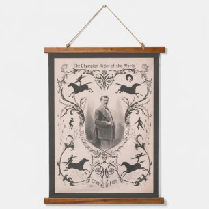 Der Champion Rider der Welt, Charles W. Fish. Wandteppich Mit Holzrahmen