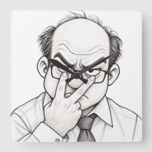Der Chef beobachtet dich Quadratische Wanduhr