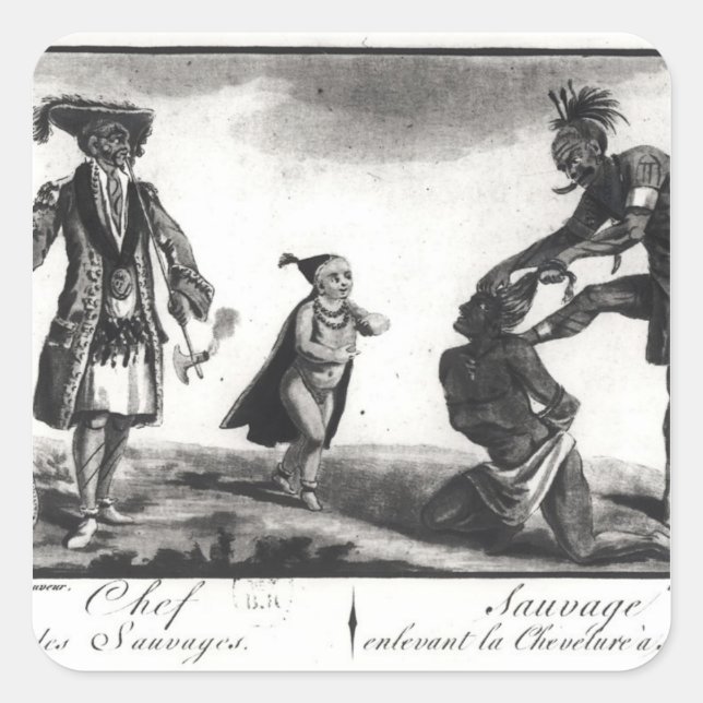 Der Chef der Wilden skaliert seinen Feind Quadratischer Aufkleber (Vorderseite)