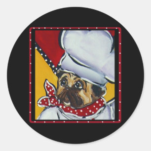 Der Chef Pug Runder Aufkleber