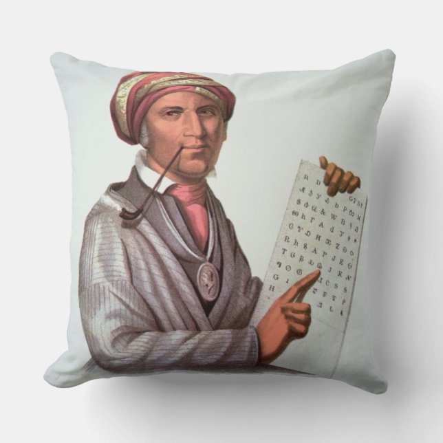 Der Cherokee Gelehrte, Sequoyah (1776-1843) (Farbe Kissen (Vorderseite)