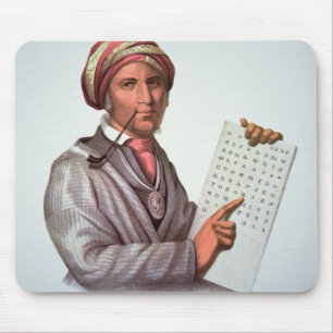 Der Cherokee Gelehrte, Sequoyah (1776-1843) (Farbe Mousepad