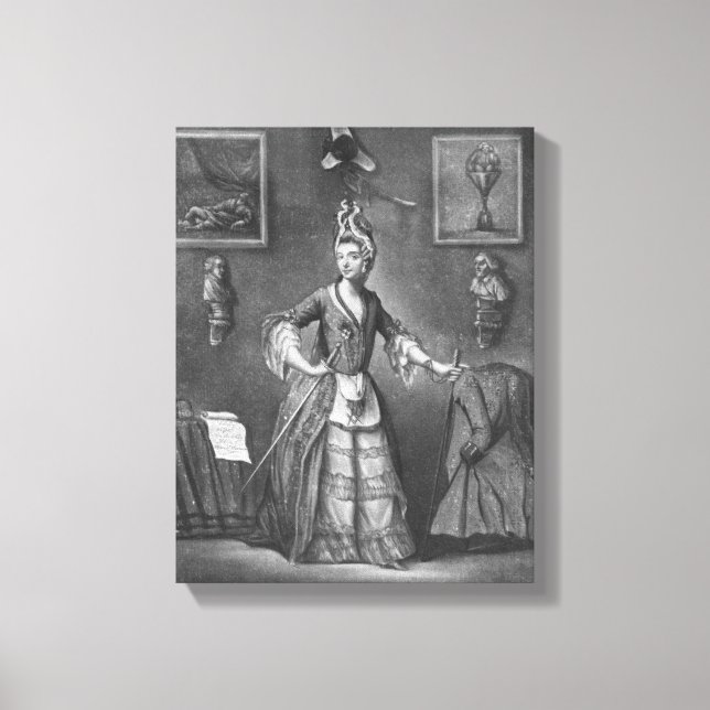 Der Chevalier d'Eon, als Frau gekleidet Leinwanddruck (Vorderseite)